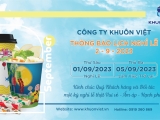 THÔNG BÁO LỊCH NGHỈ LỄ 02/09/2023